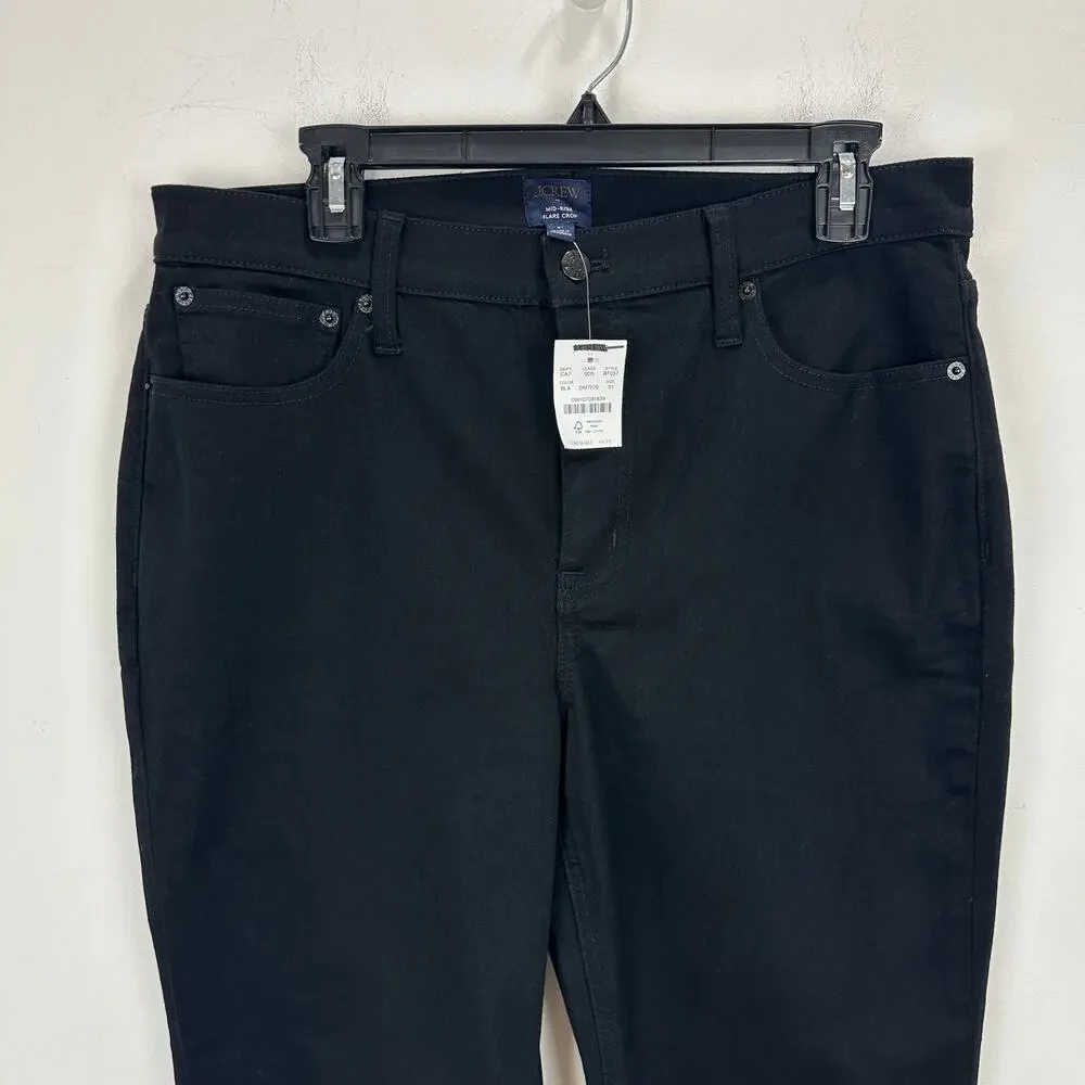 J.Crew Flare Crop Black Jean All Day Stretch Classic Minimalist Denim US 31 NWT